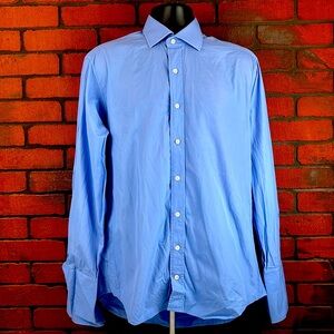Frank‎ Rostron Men's Medium Blue Dress Shirt – Classic Formal